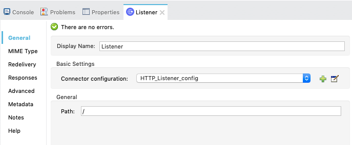HTTP Listener の一般設定項目