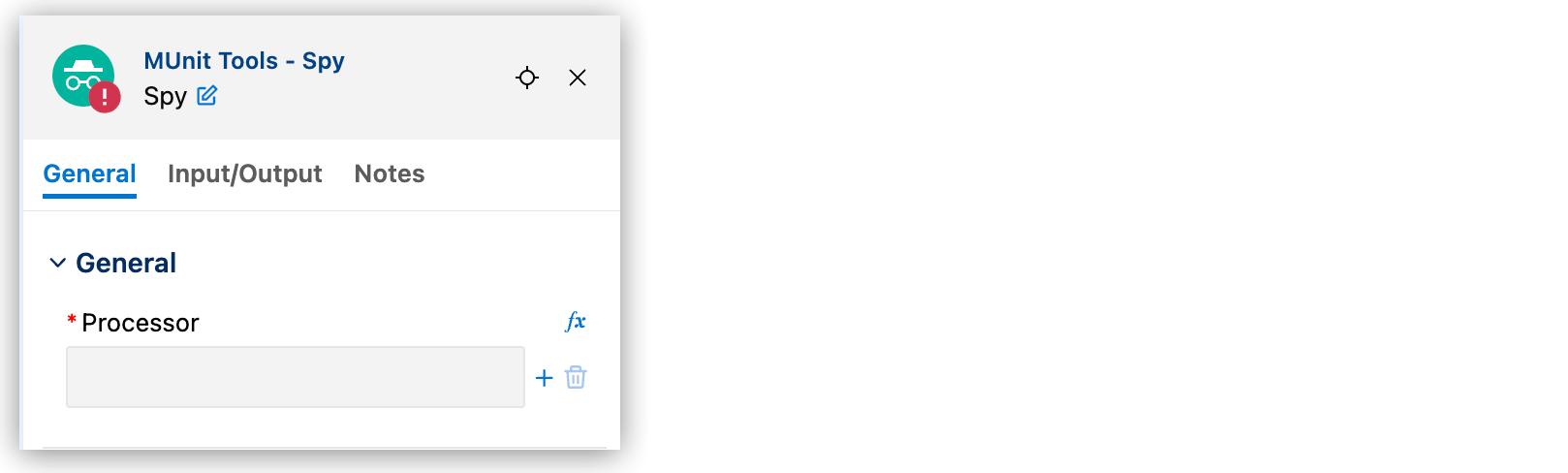 プロセッサーを追加するためのコンポーネントウィンドウ
