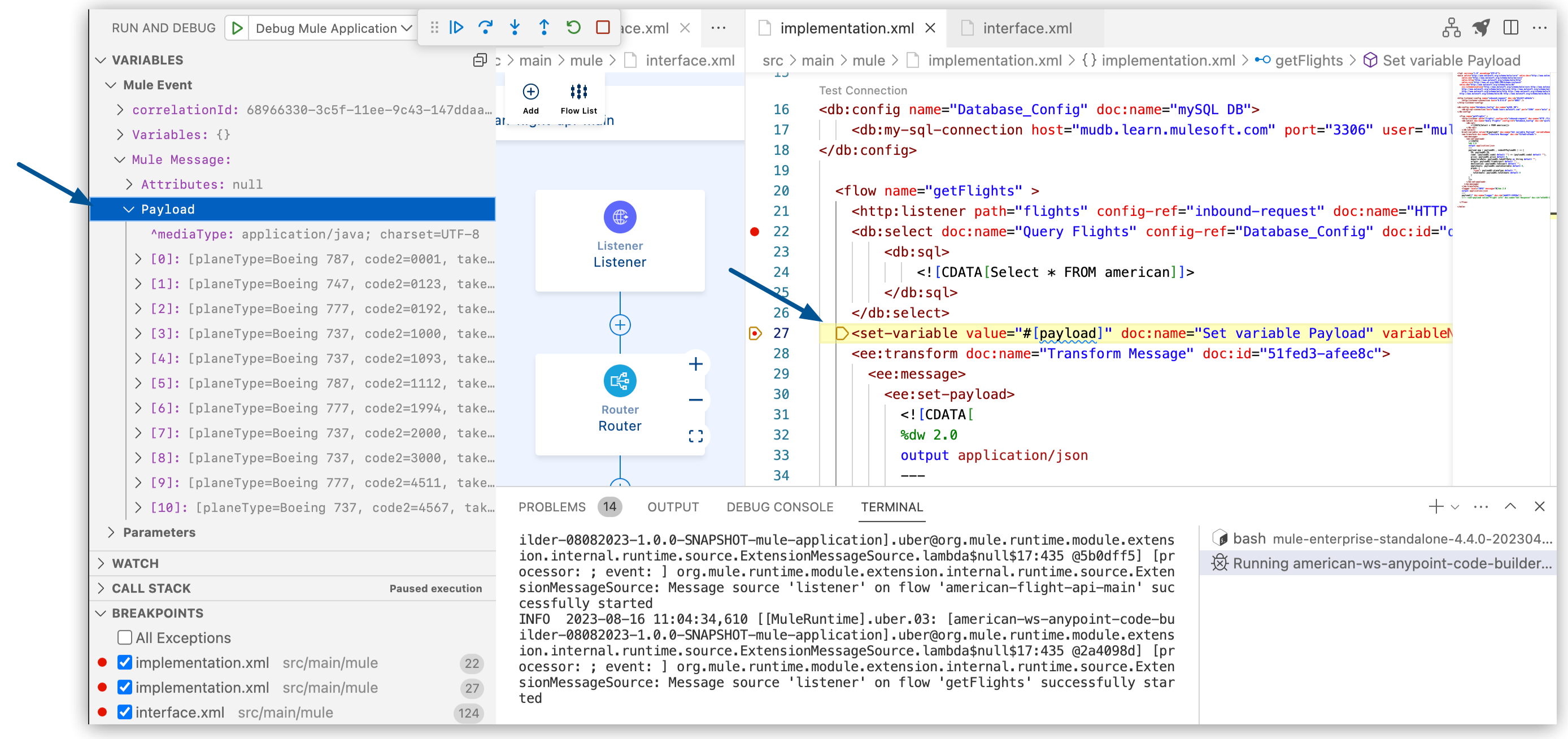 debugger stop set variable