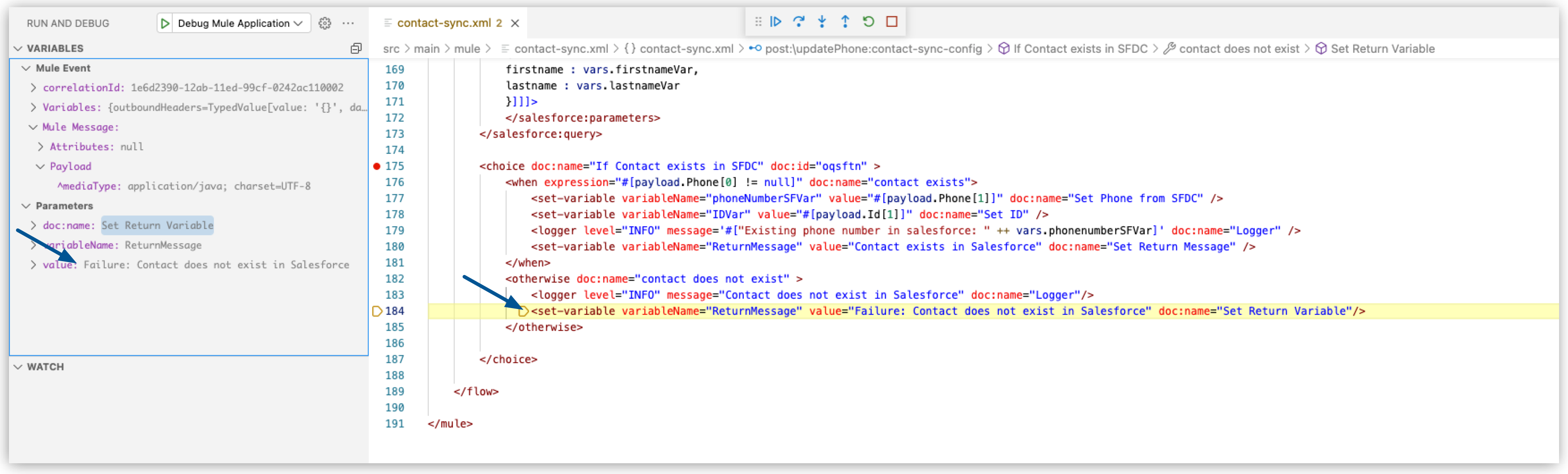 set variable for no contact api sync