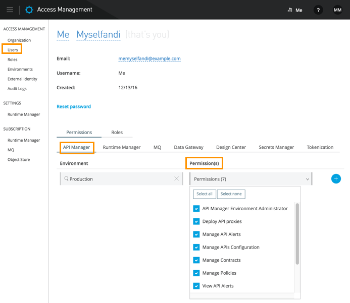 「Access Management (アクセス管理)」 で権限を設定する方法