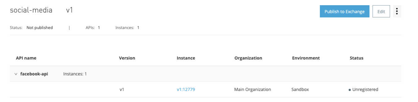 Exchange への API グループのパブリッシュ