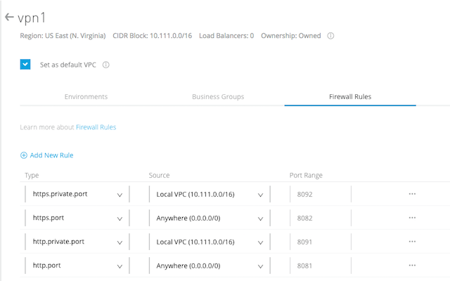 firewall rules page