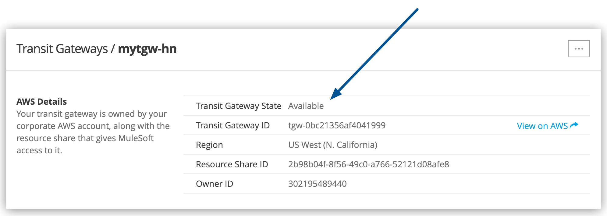 Transit gateway added (トランジットゲートウェイが追加されました)