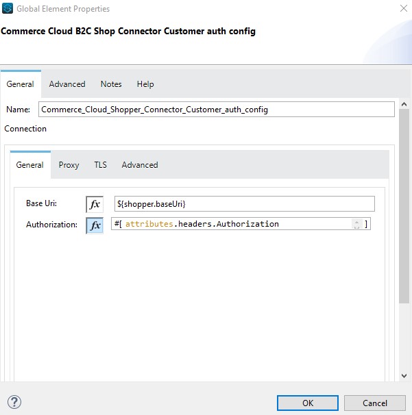 [Commerce Cloud B2C Shop Connector Config (Commerce Cloud B2C Shop コネクタ設定)] の [General (一般)] タブ