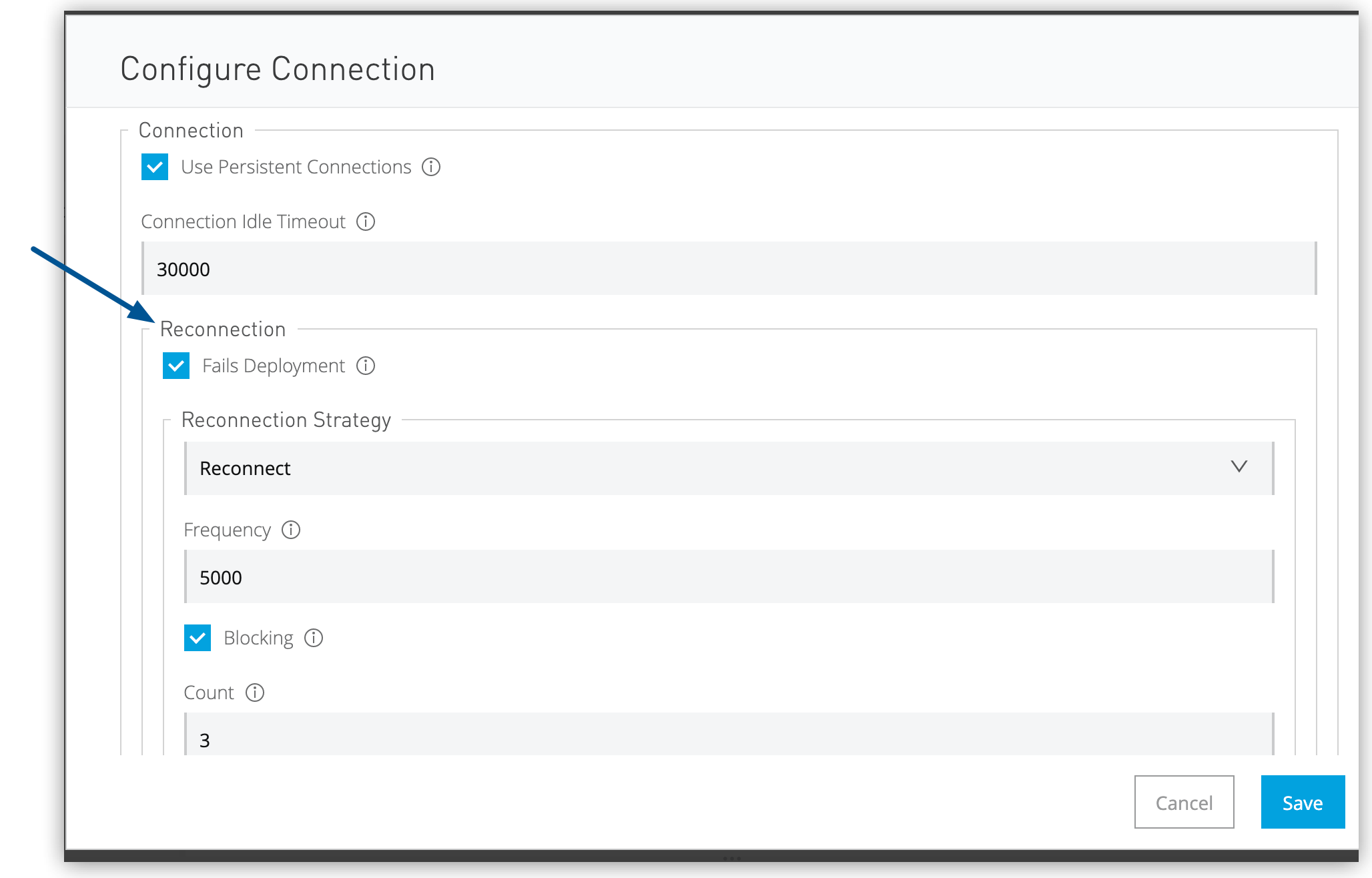 Flow Designer を使用した再接続戦略の例