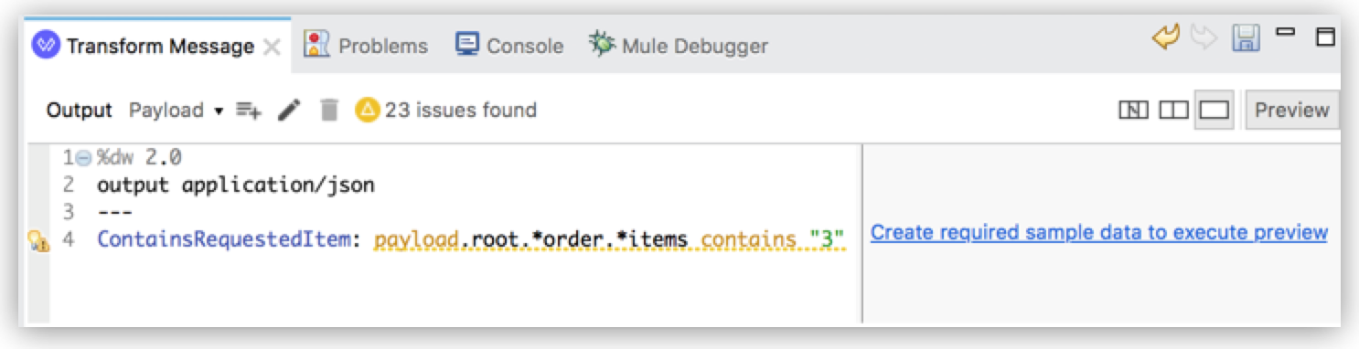 Anypoint Studio でペイロードに特定の項目が含まれているかどうかを確認する DataWeave スクリプト