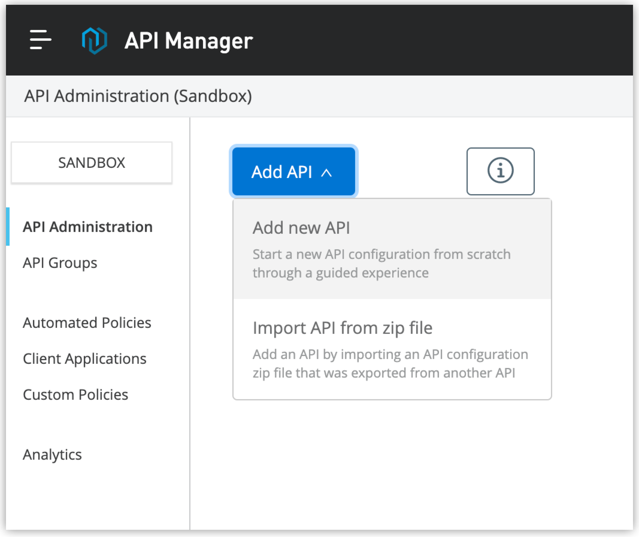 [Add new API (新しい API を追加)] が選択されている [Add API (API を追加)] ページ