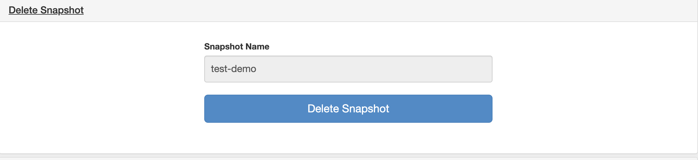 [Delete Snapshot (スナップショットを削除)] フォーム