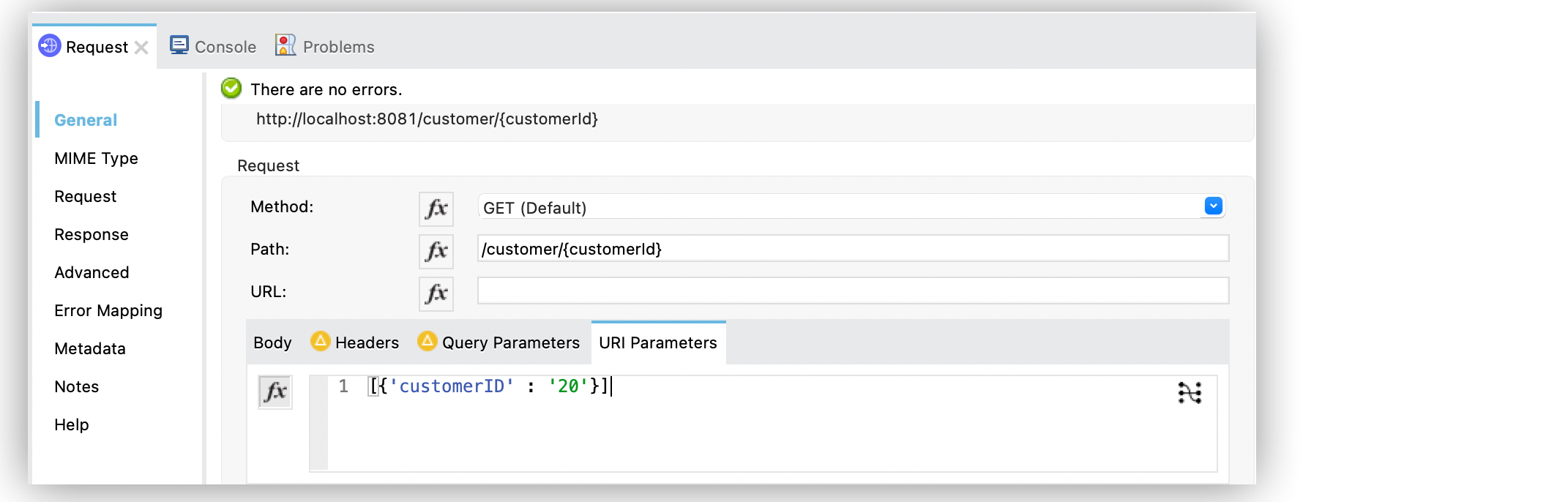 DataWeave 式を使用した URI クエリパラメーター設定