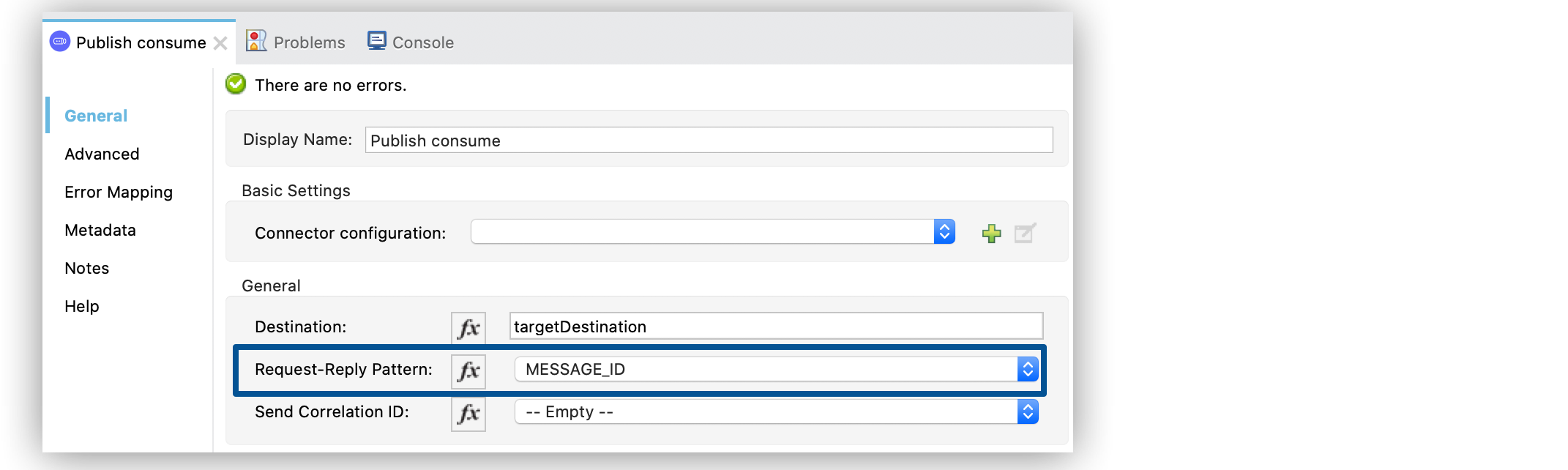 「Request-Reply Pattern (要求-応答パターン)」 を 「MESSAGE_ID」 に設定する