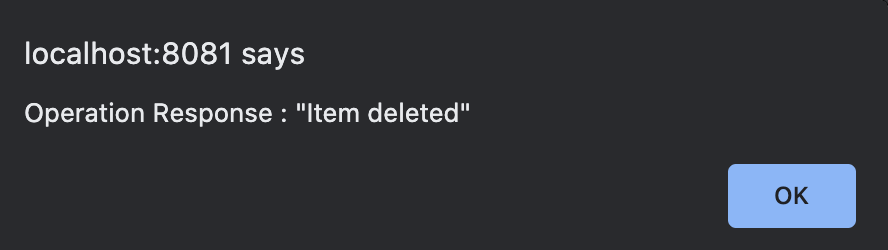 [Delete Item (項目を削除)] フォームからの応答