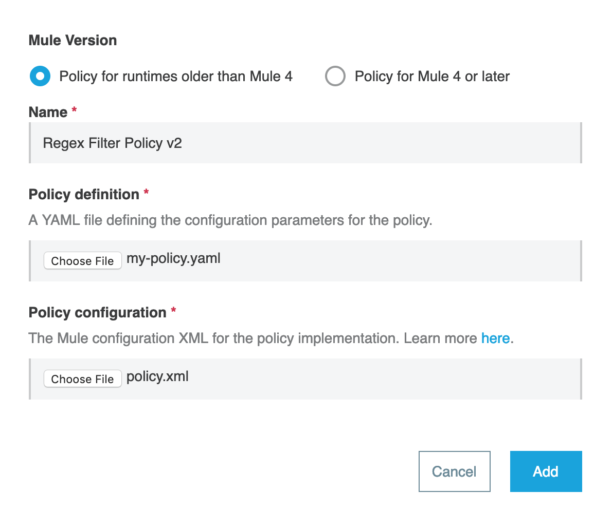 upgrade custom policy mule3 08395