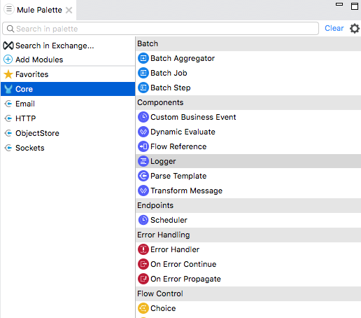 Anypoint Studio のコアコンポーネント