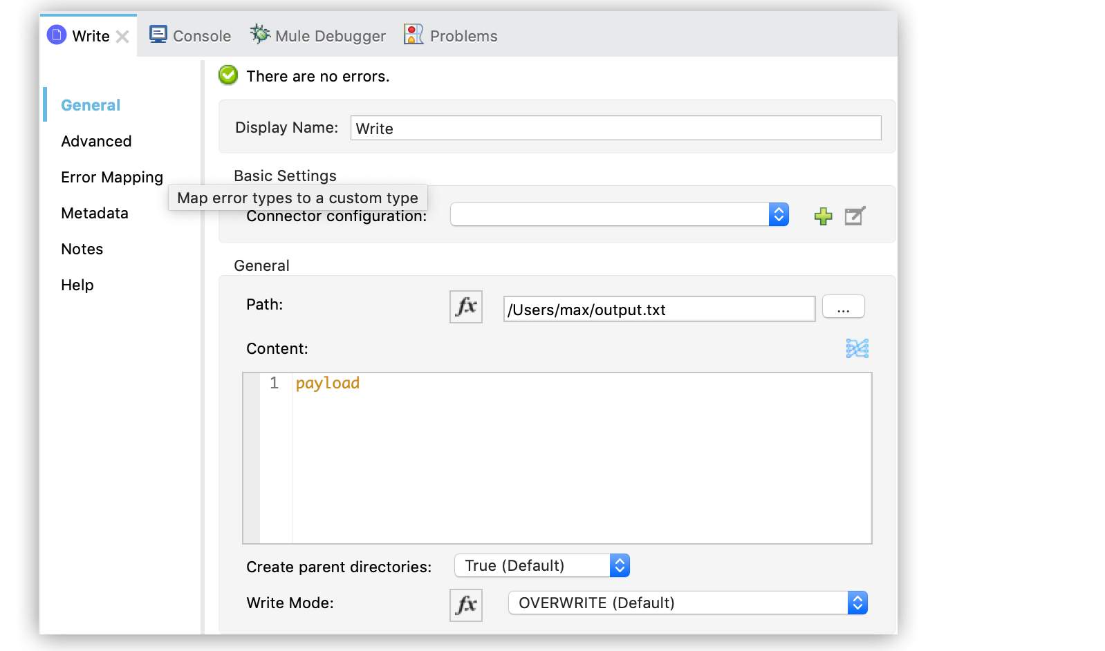 File Write プロパティエディターと [Path (パス)]