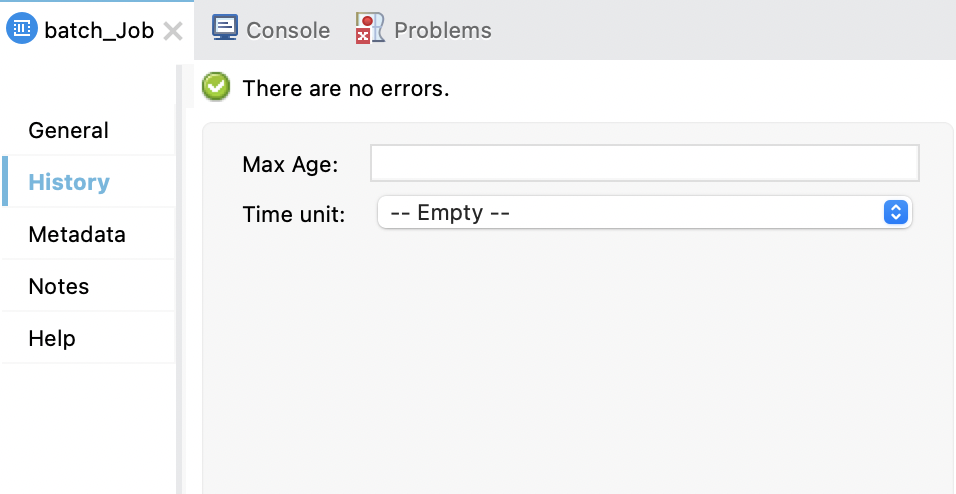 Anypoint Studio の Batch Job の [History (履歴)] 項目