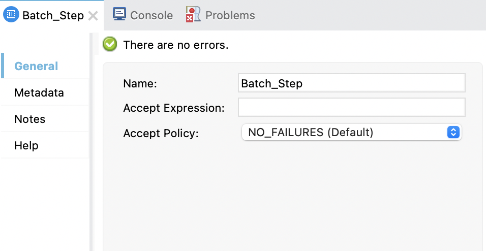 Anypoint Studio の Batch Job の [General (一般)] 項目
