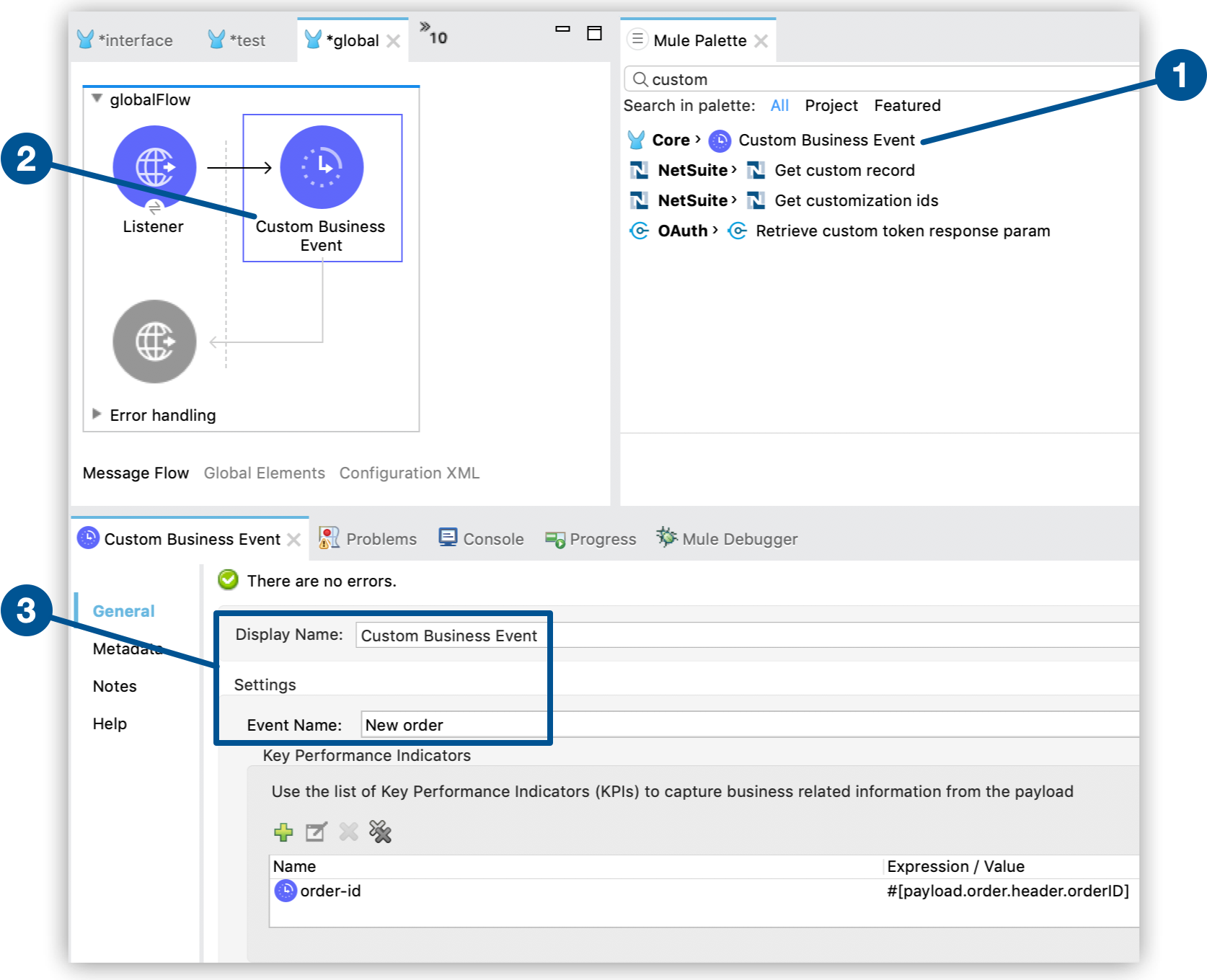 カスタムビジネスイベントのセットアップ