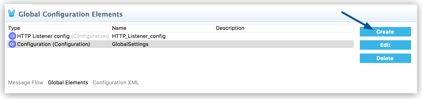 HTTP リスナー設定の項目が含まれる、グローバル設定を作成する設定パネル