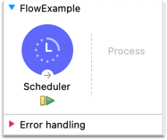 Process と Error handling が表示されている、フローの例の Scheduler コンポーネント