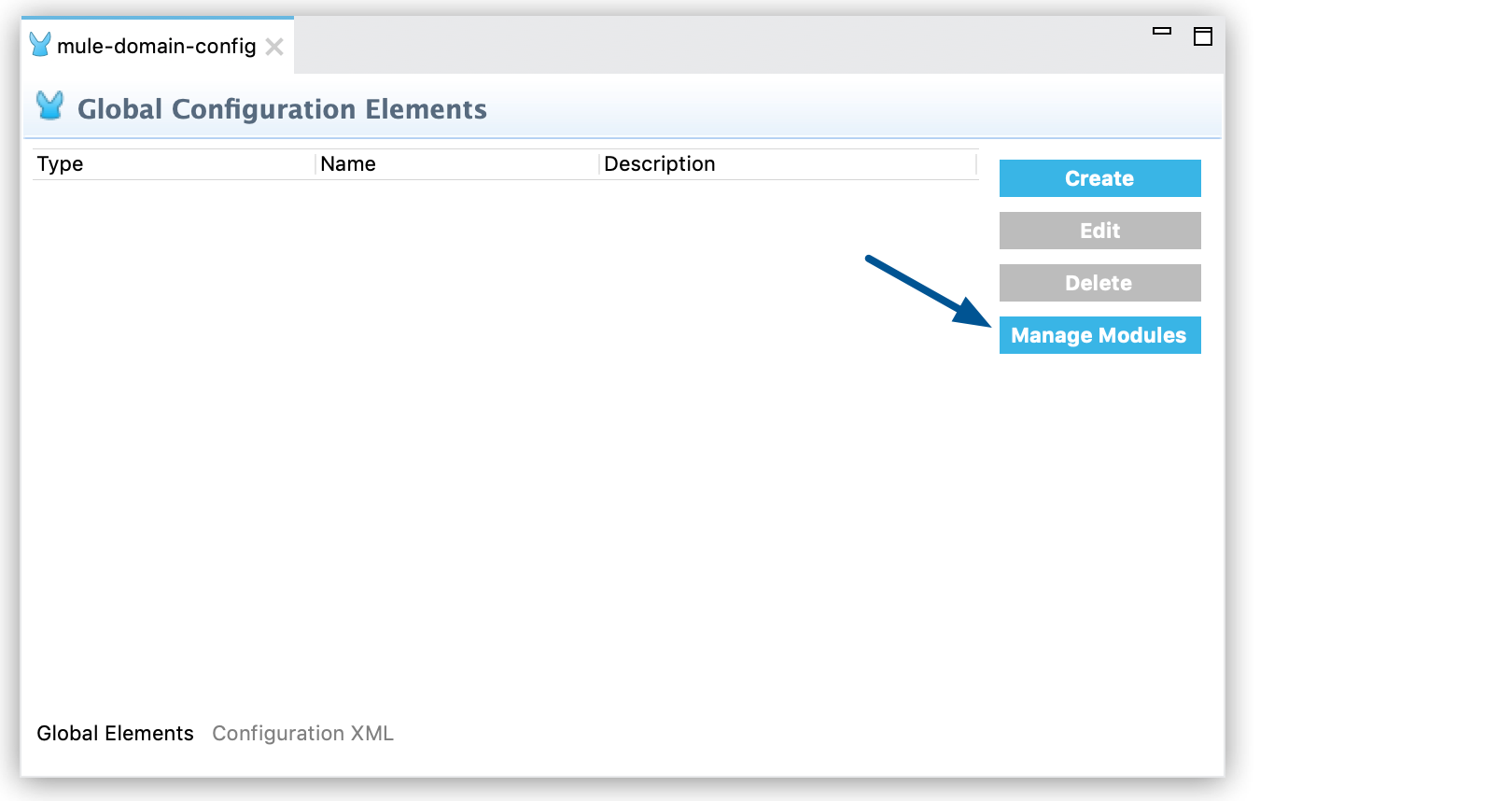 Mule ドメイン設定のモジュールを管理するインターフェース