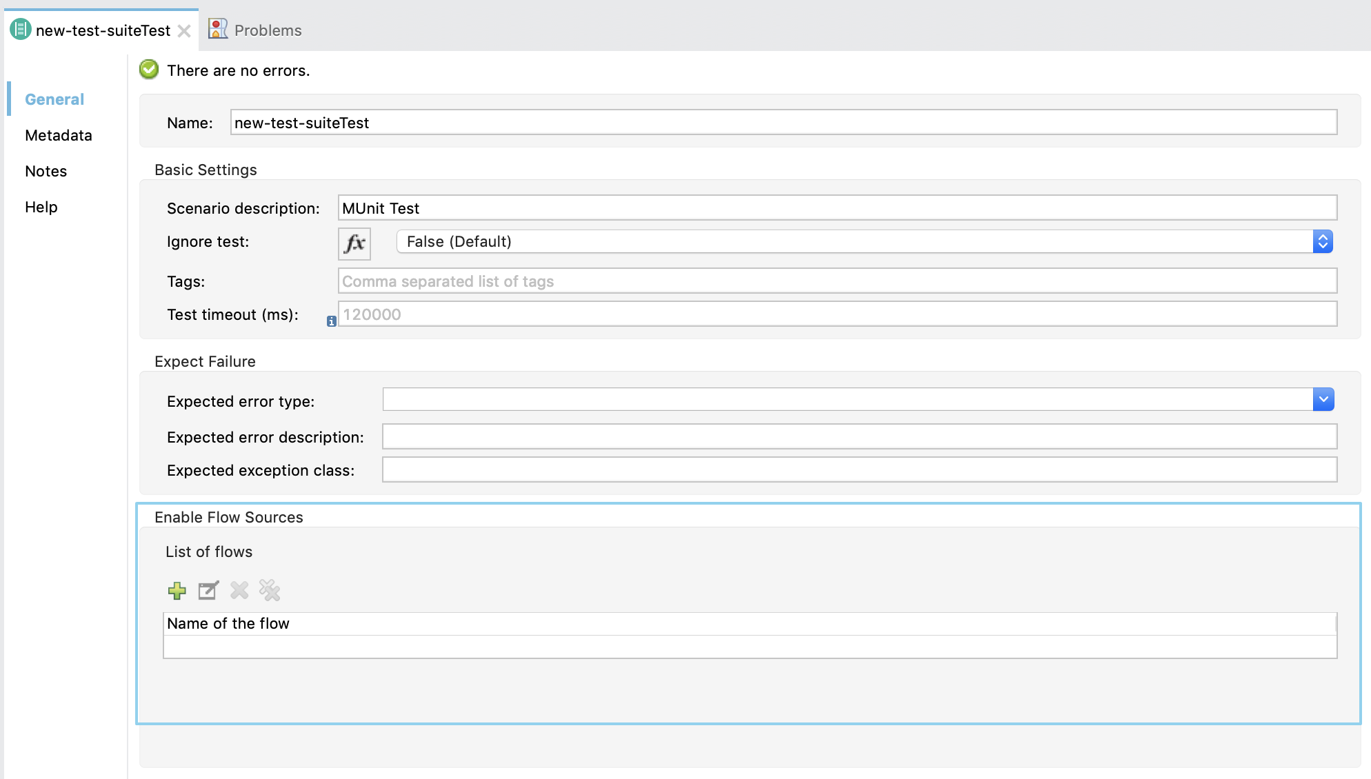 Studio の [Mule Properties (Mule プロパティ)] ビューを使用して定義されたフローソース。