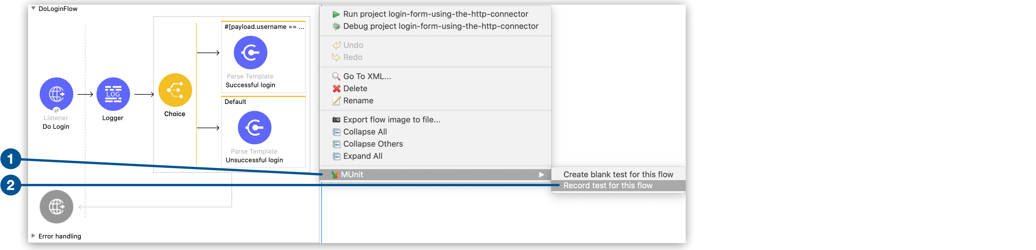 login flow test recorder example