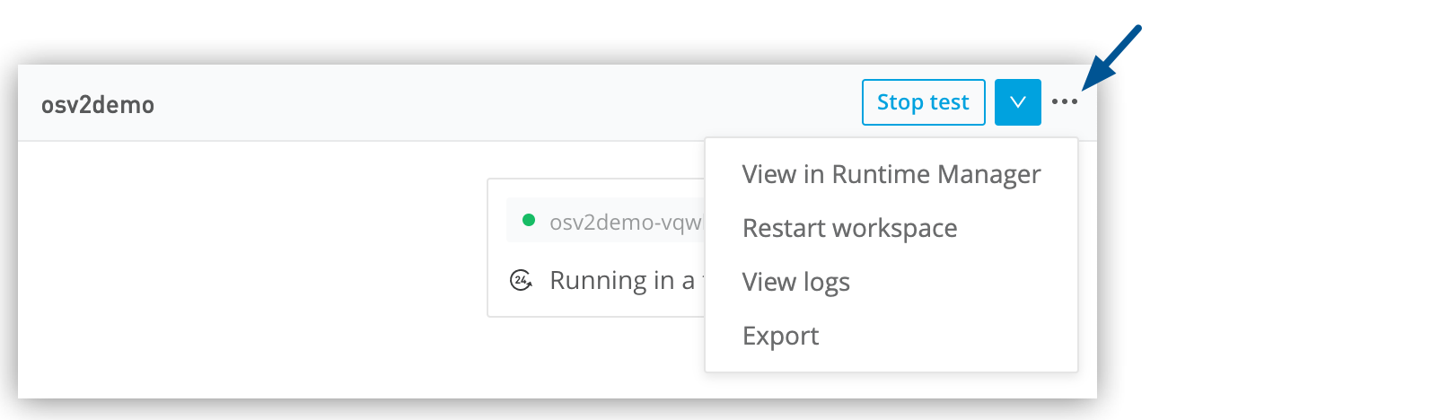 [View in Runtime Manager (Runtime Manager で表示)] メニューオプション