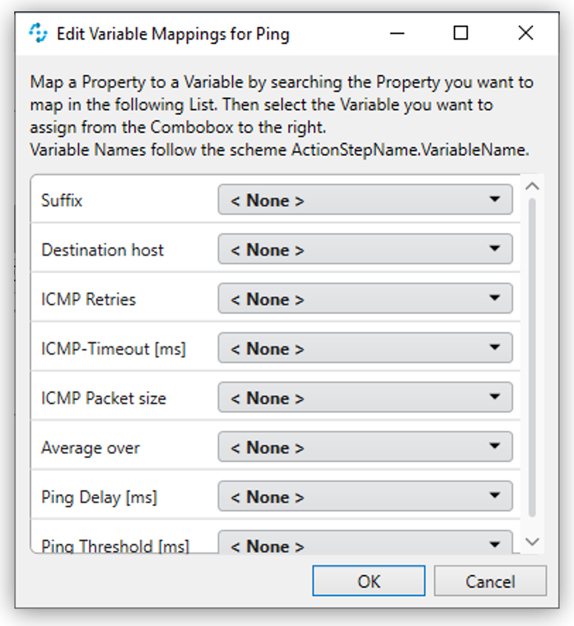 「Edit Variable Mappings (変数のマッピングを編集)」 ウィザード