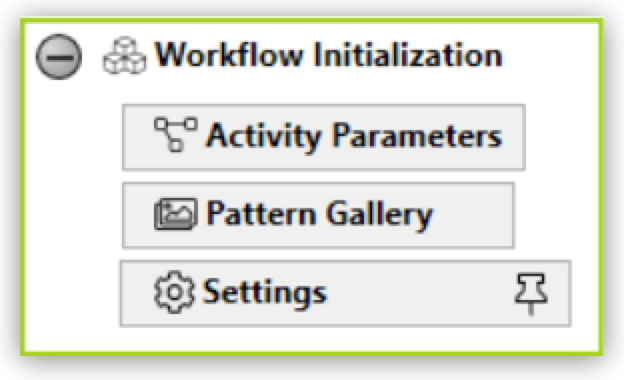 「Workflow Initialization (ワークフロー初期化)」 ウィンドウ