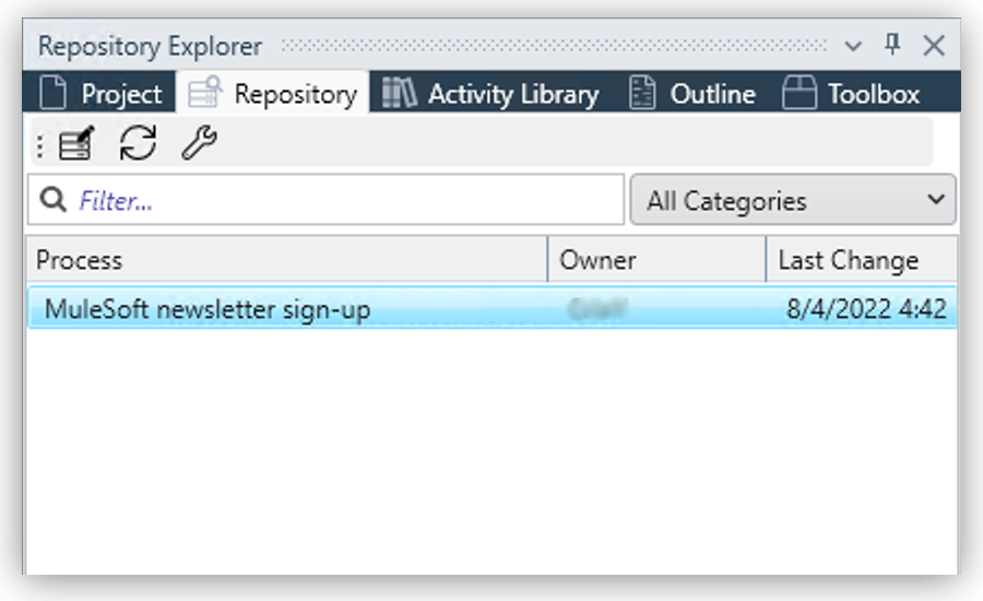 「Repository Explorer (リポジトリエクスプローラー)」 パネル