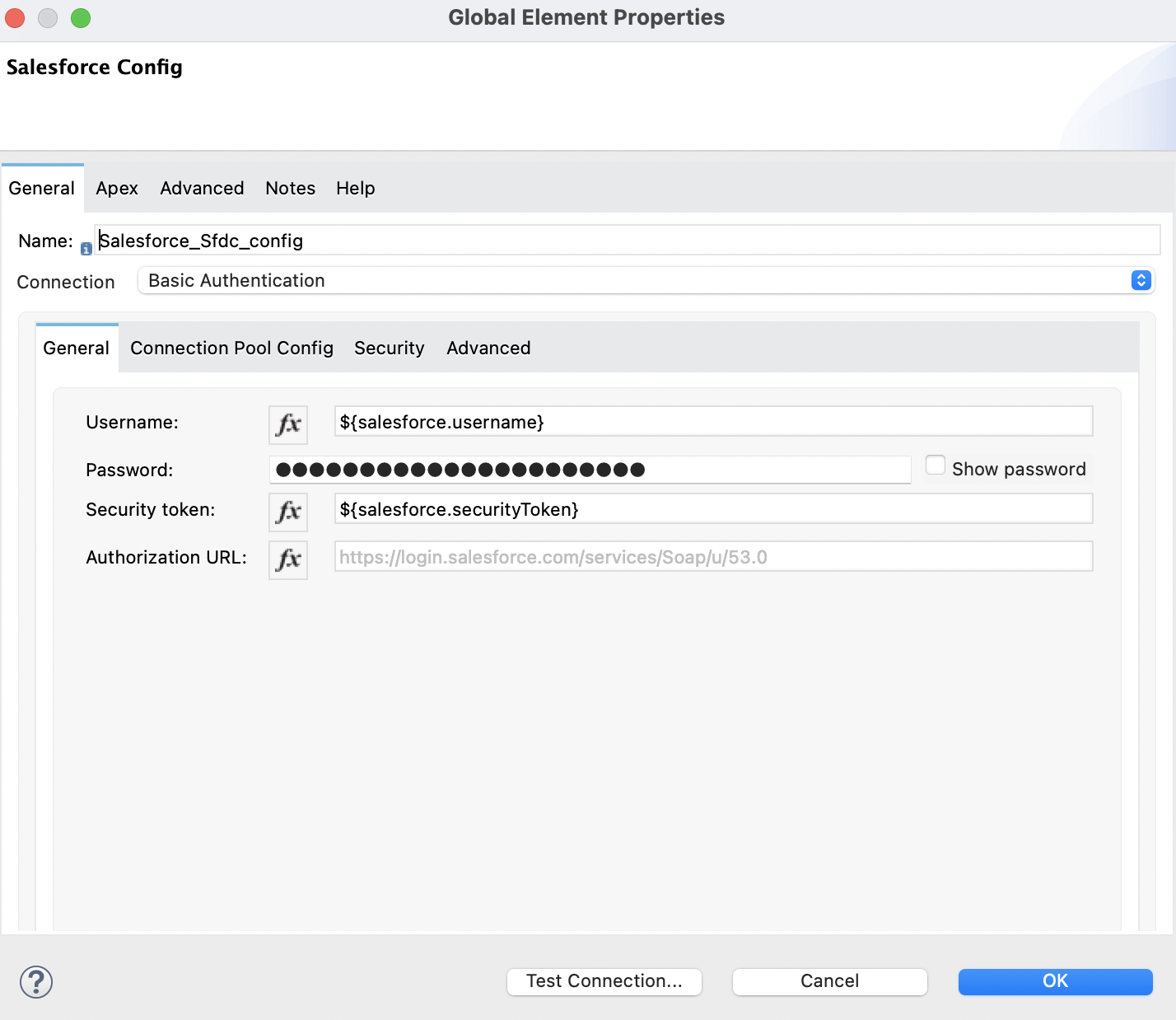 Query result stream by id グローバル要素設定ウィンドウ