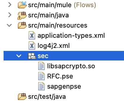 SAP リソースの sec フォルダー構造