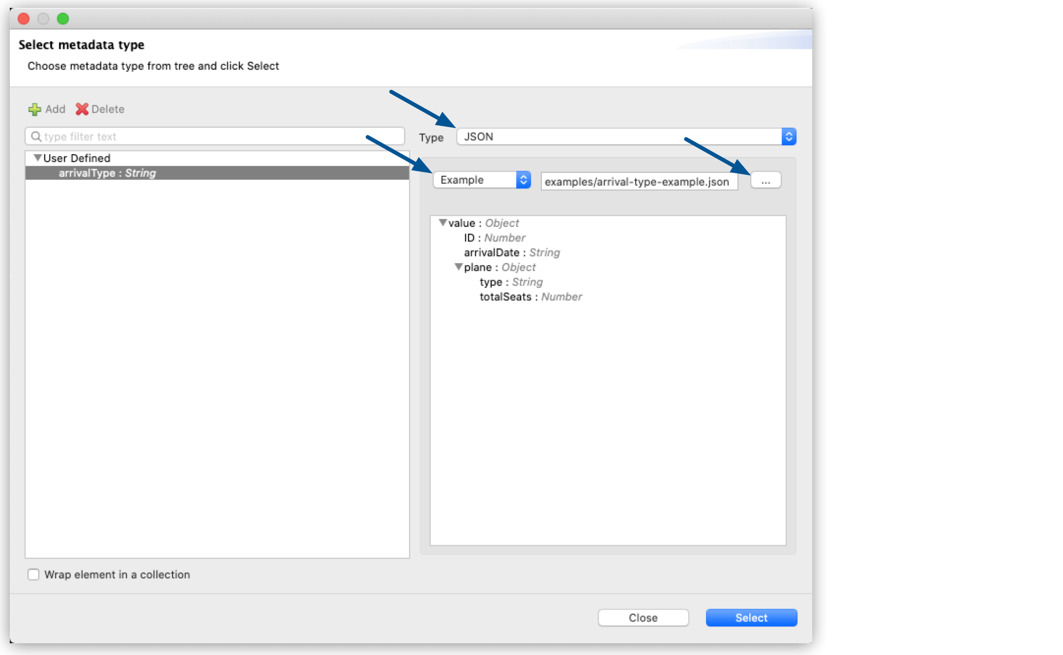 create json metadata type