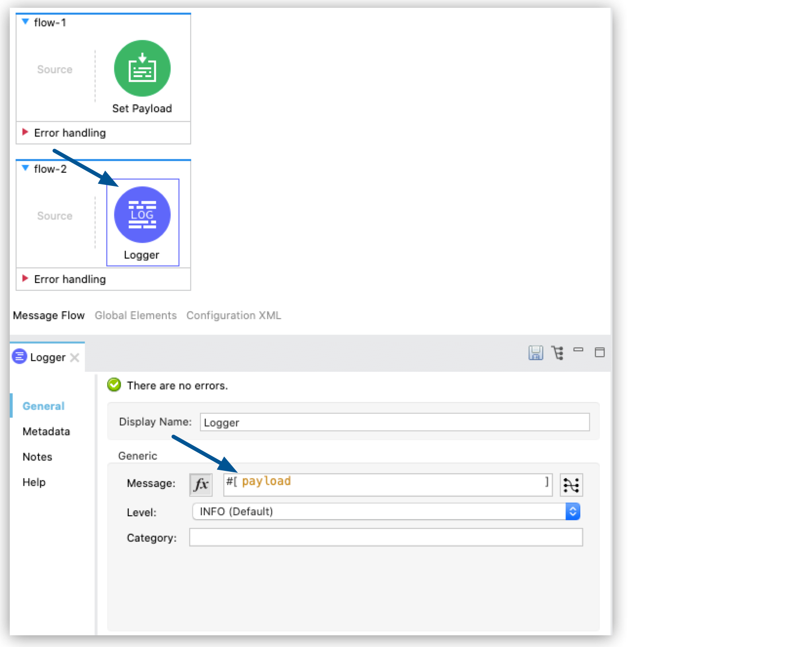 logger payload metadata