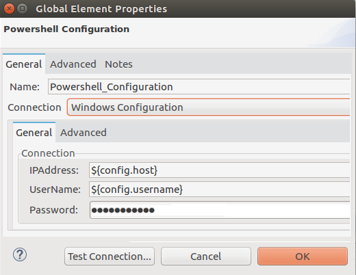 Windows 設定の [Global Element Properties (グローバル要素プロパティ)] ウィンドウ