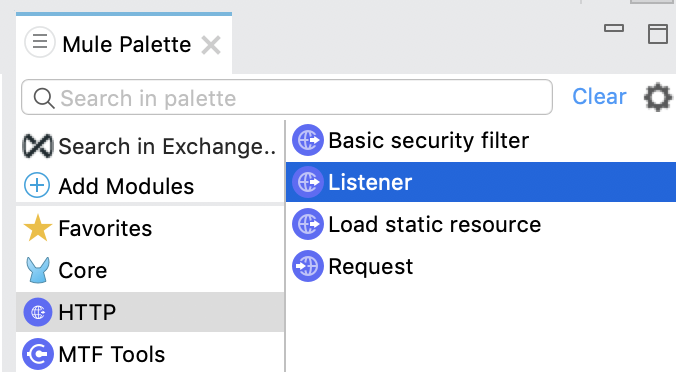Listener 操作の選択