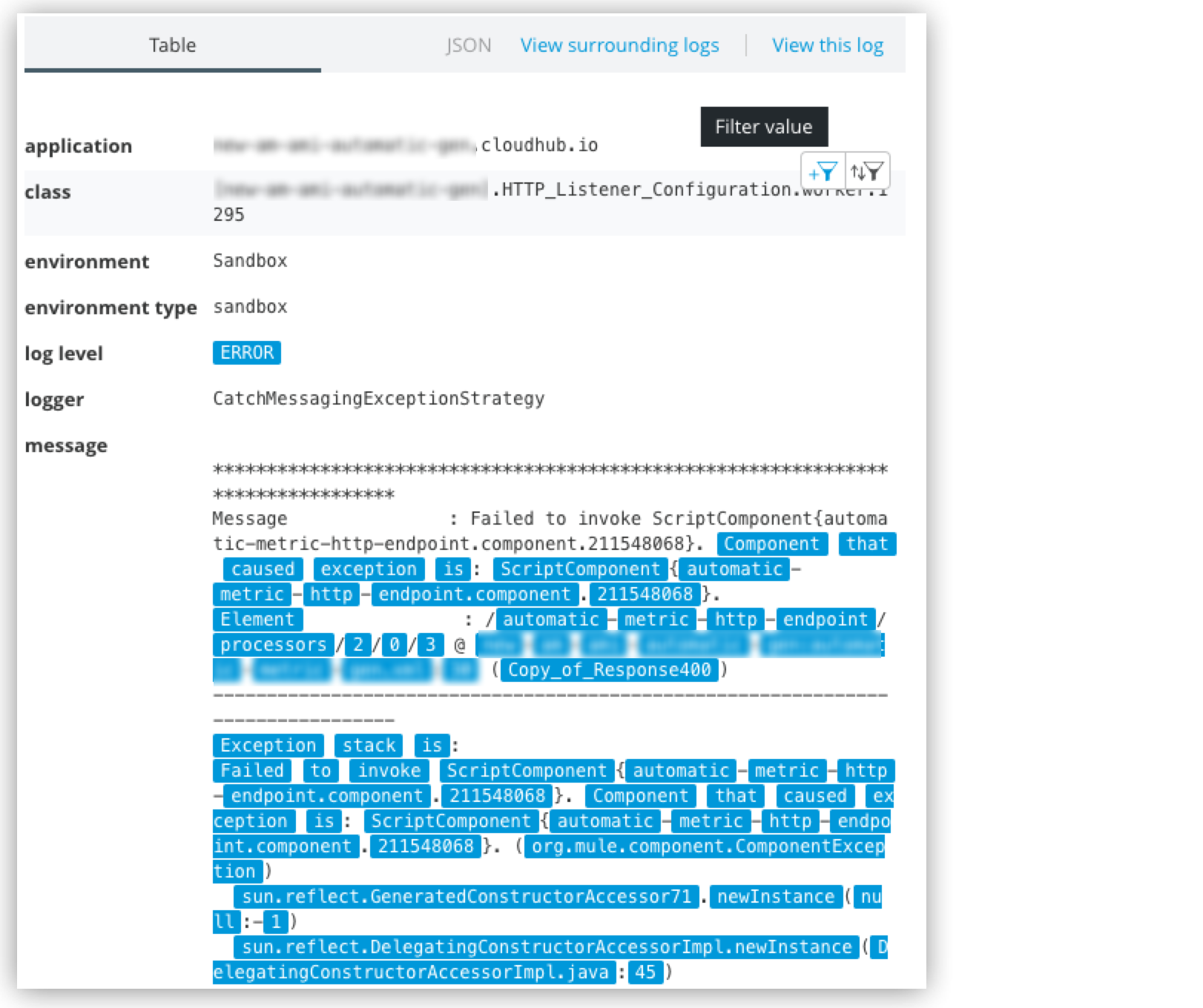 Creating a Log Message Filter