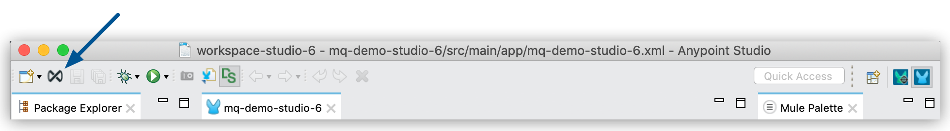 Exchange icon in the Studio 6 toolbar