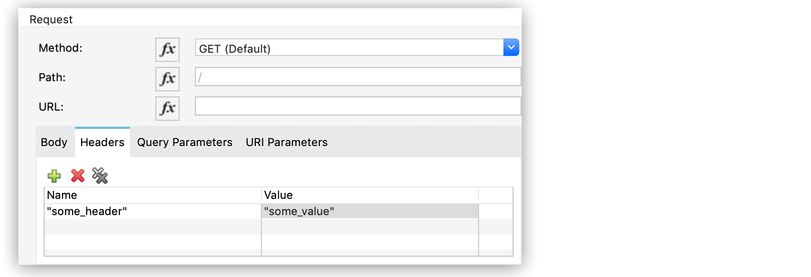 A custom header configuration in Studio