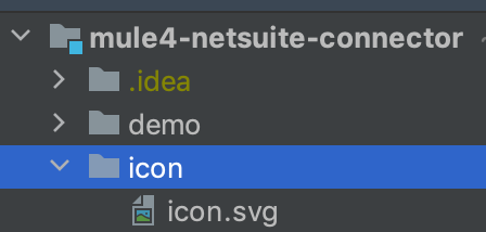 The connector root directory has a folder named icon that contains the icon.svg file.