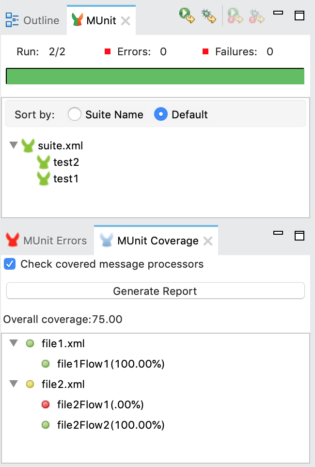 using munit coverage in anypoint studio