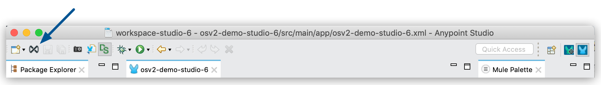 Exchange icon in the Studio 6 toolbar