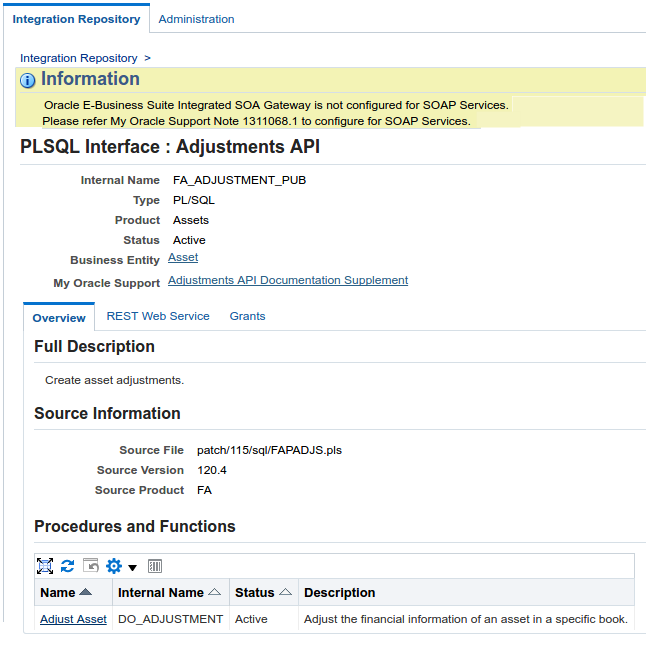 Deploy PL/SQL - Adjustment API