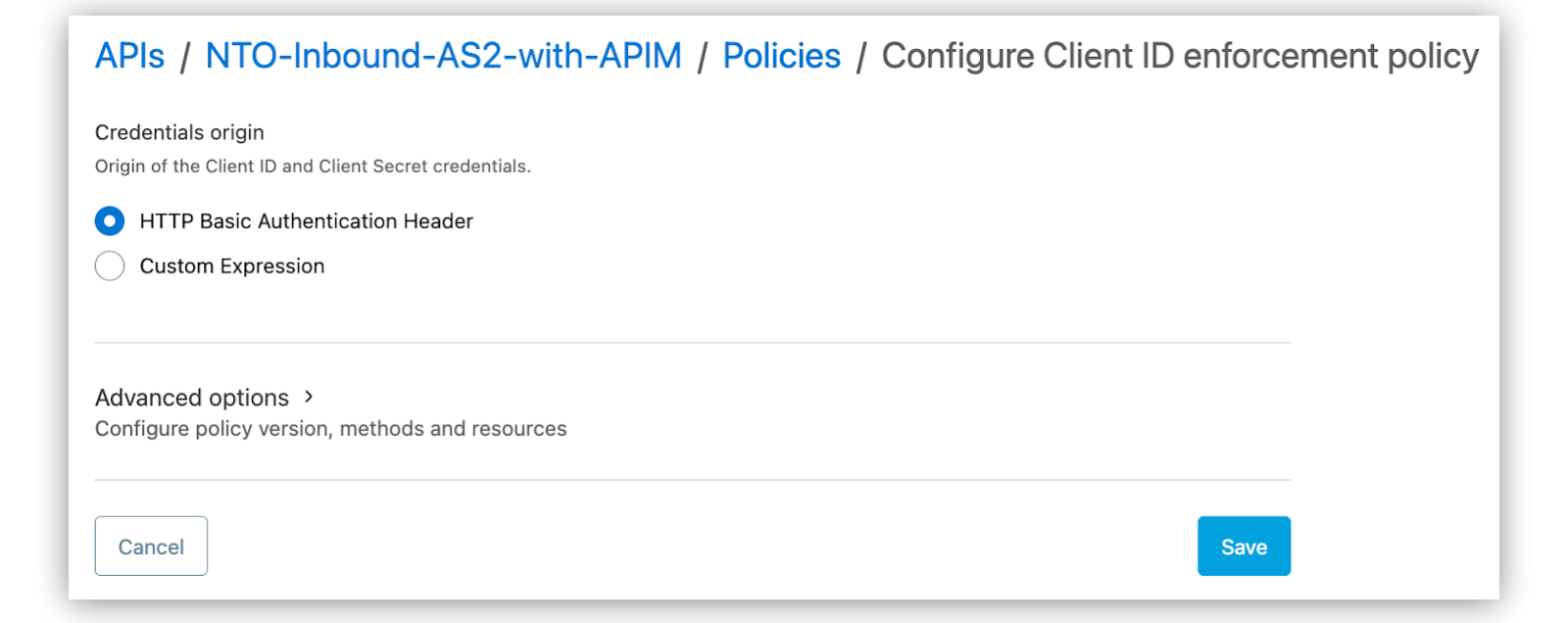 Configure client credentials policy in API Manager