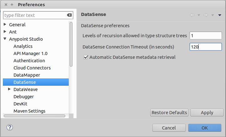 DataSense Timeout Config