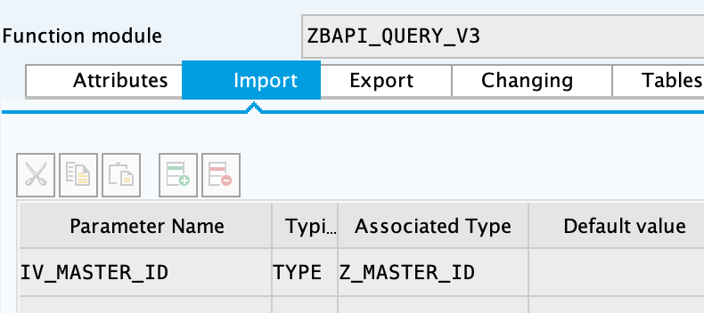 SAP import parameters for ZBAPI_QUERY_V3