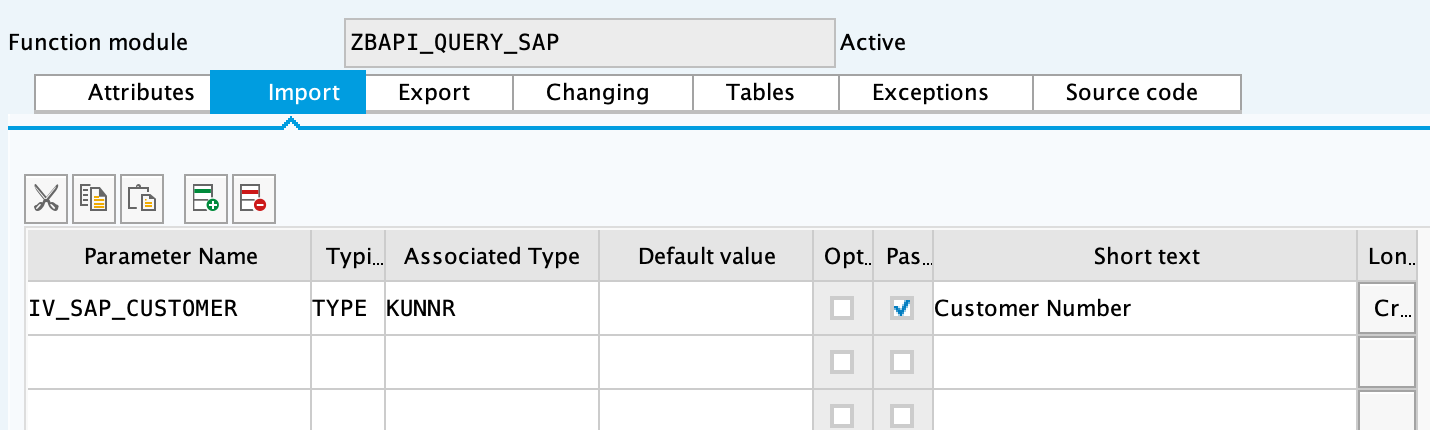 SAP import parameters for ZBAPI_ADDR_SAP