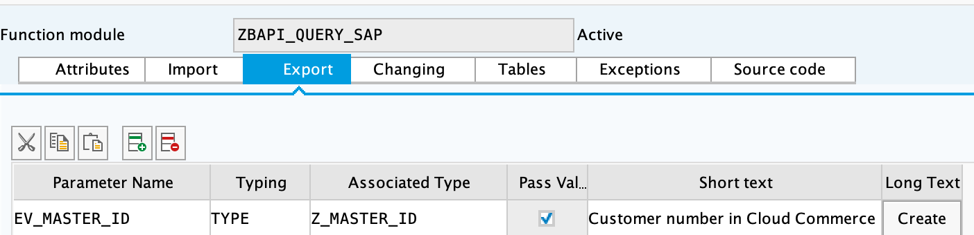SAP export parameters for ZBAPI_ADDR_SAP