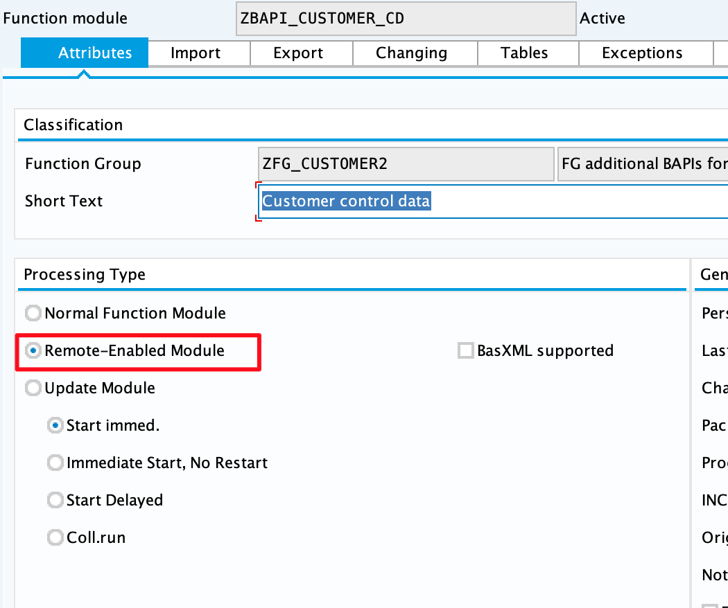 SAP Create Function Module for ZBAPI_CUSTOMER_CD